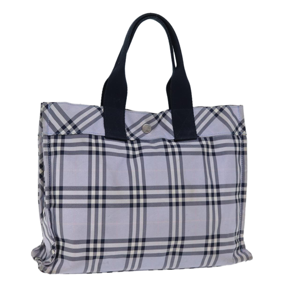 BURBERRY Nova Check Blue Label Hand Bag Nylon Blue Auth am6158 - Picture 1 of 16